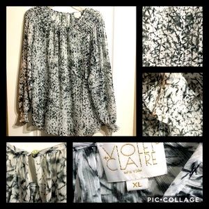 Violet & Claire Polyester Blouse Black White SZ XL
